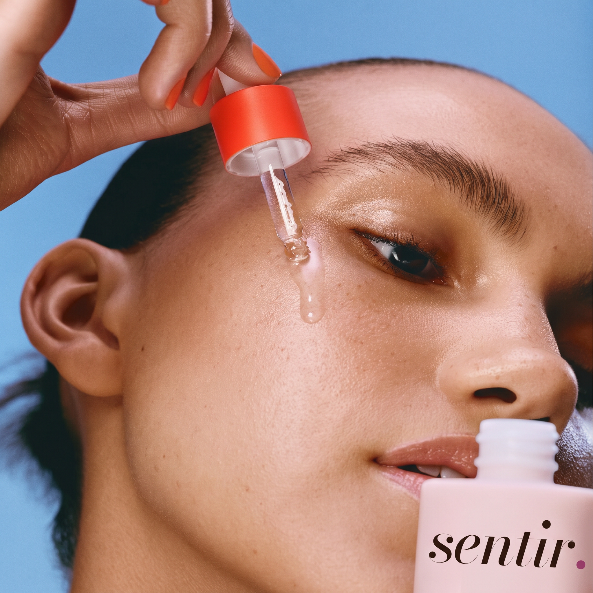 Sentir serum being applied to skin